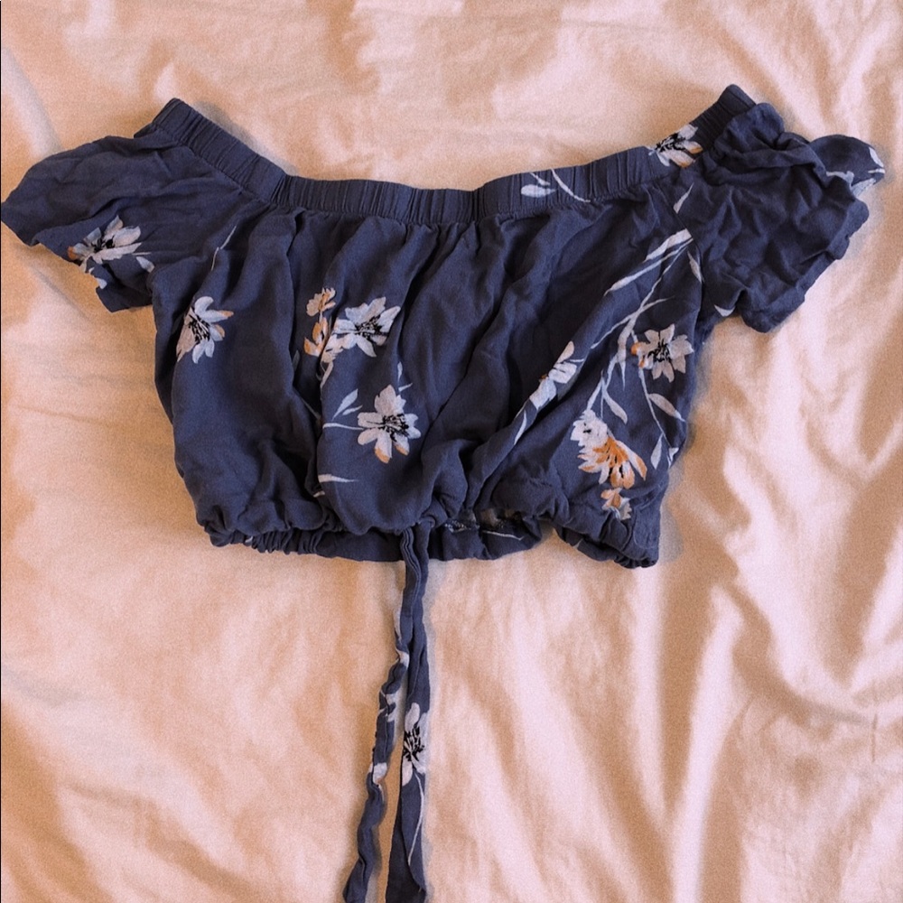 flowery off the shoulder crop top